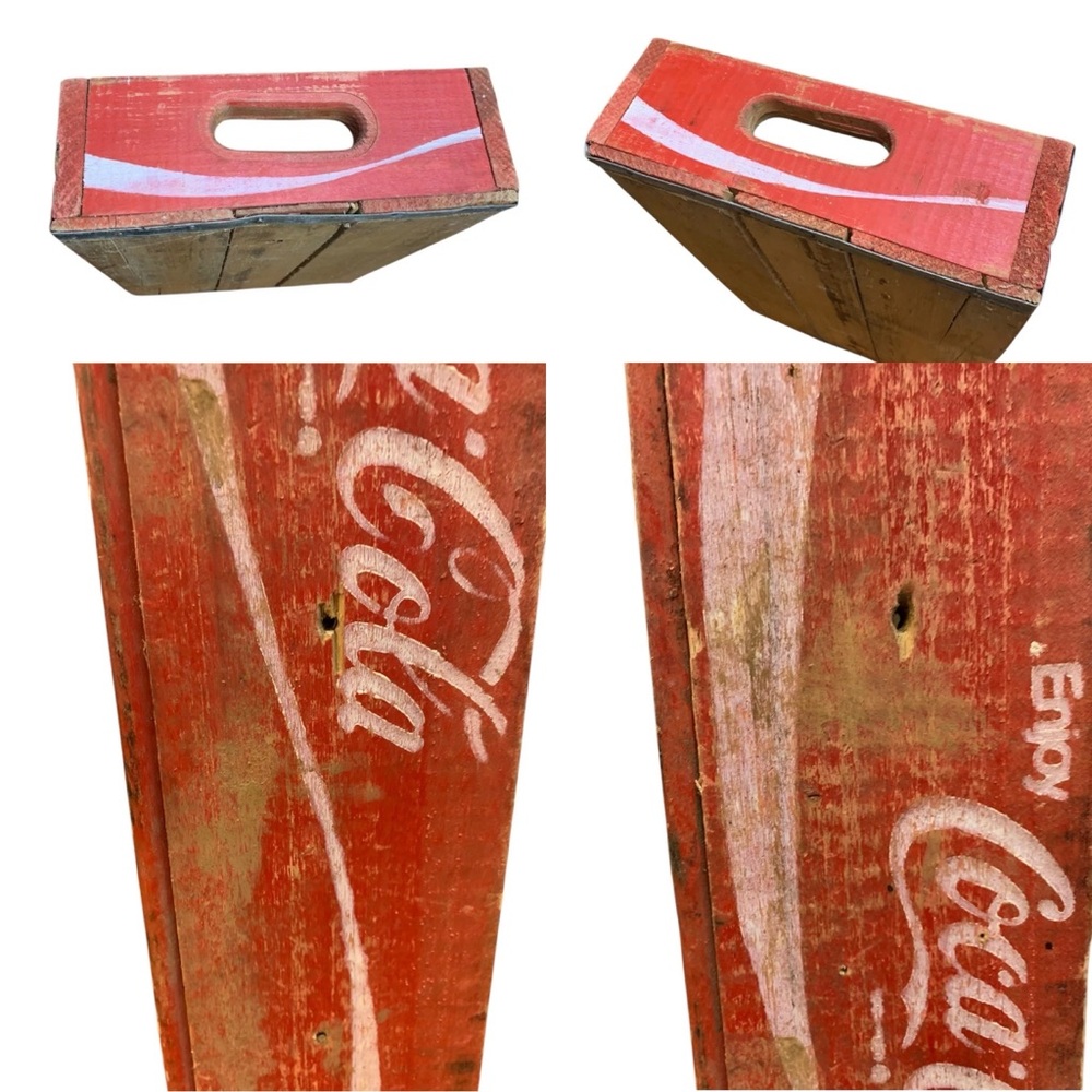Vintage Coca-Cola Coke Soda Wood Crate Tray Red Advertising Home Decor - Picture 15 of 16
